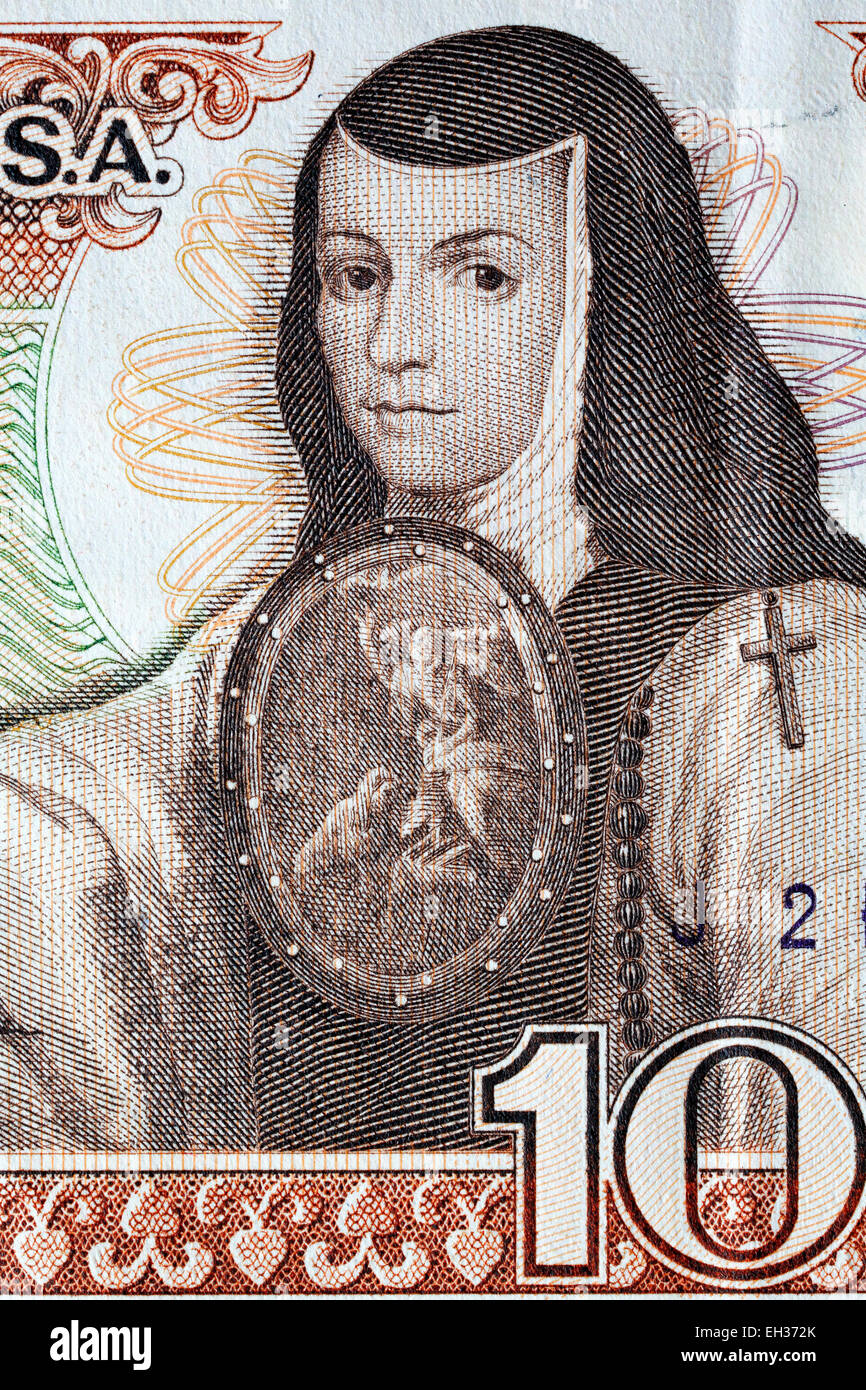 Juana de Asbaje da 1000 pesos banconota, Messico, 1981 Foto Stock