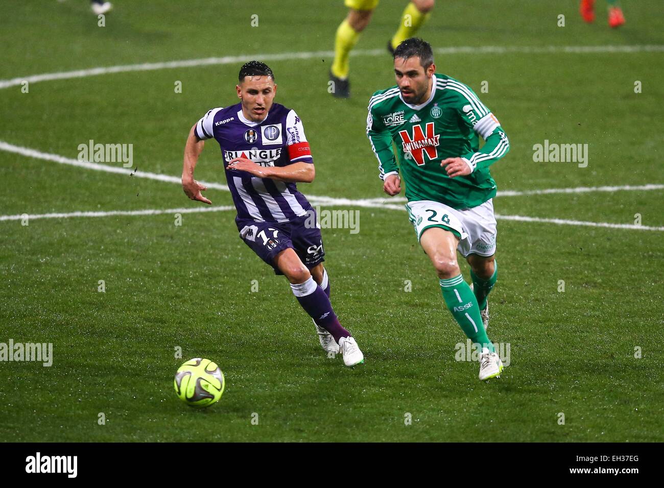 Adrien Regattin/Loic Perrin - 28.02.2015 - Toulouse/Saint Etienne - 27eme journee de Ligue 1 -.Photo : Manuel Blondau/Icona Sport Foto Stock