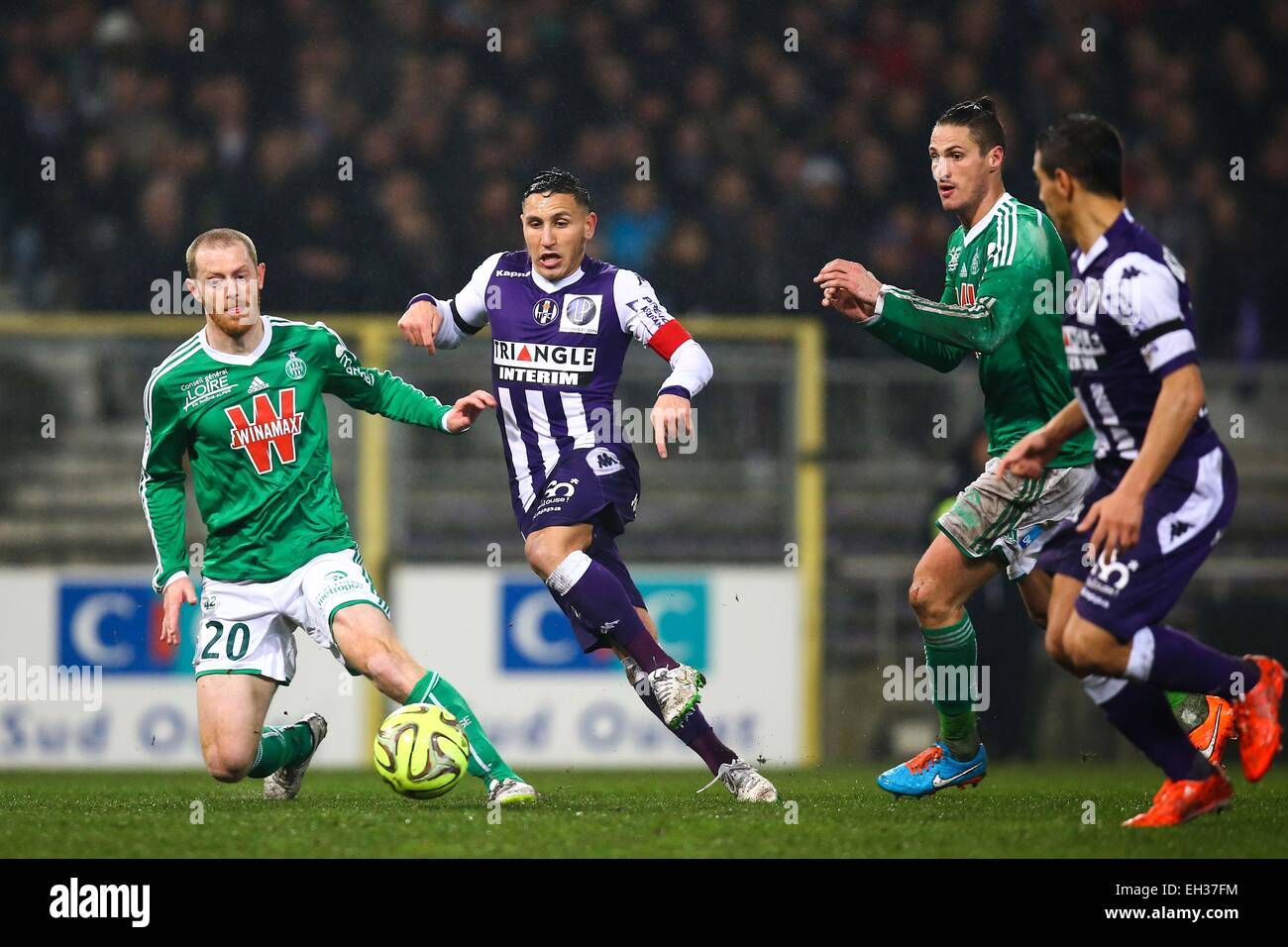 Adrien Regattin/Jonathan Brison - 28.02.2015 - Toulouse/Saint Etienne - 27eme journee de Ligue 1 -.Photo : Manuel Blondau/Icona Sport Foto Stock