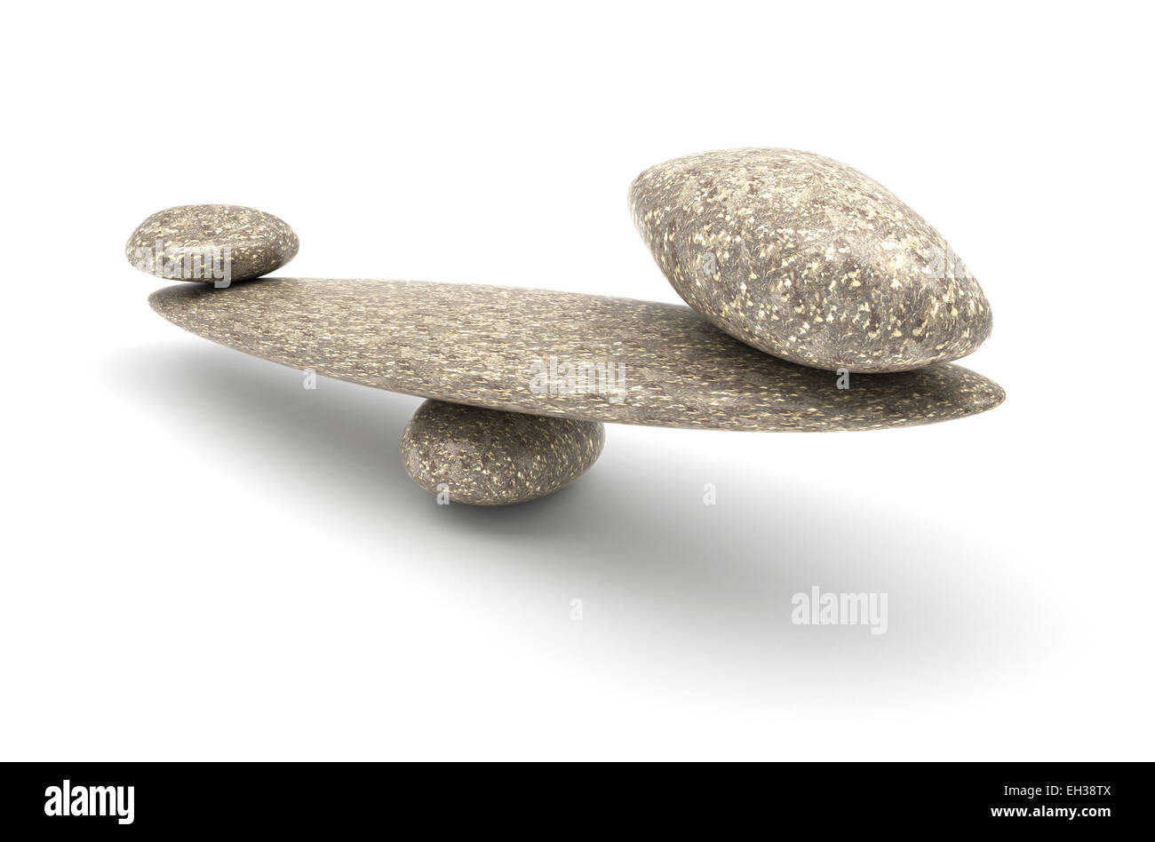 Armonia ed equilibrio: Ghiaia scale di stabilità con grandi e piccole pietre Foto Stock