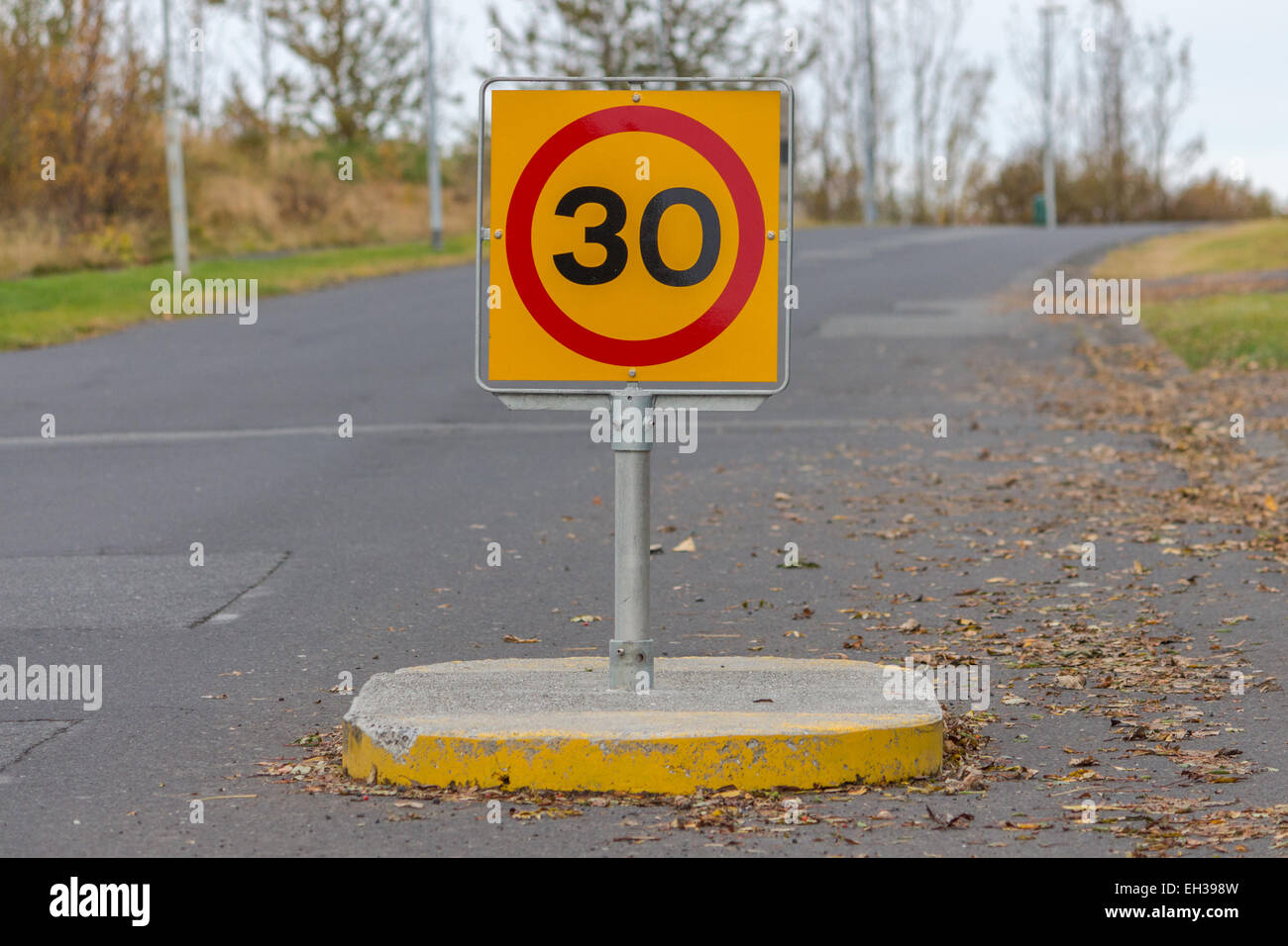 L'islanda 30 kmh segno di velocità Foto Stock