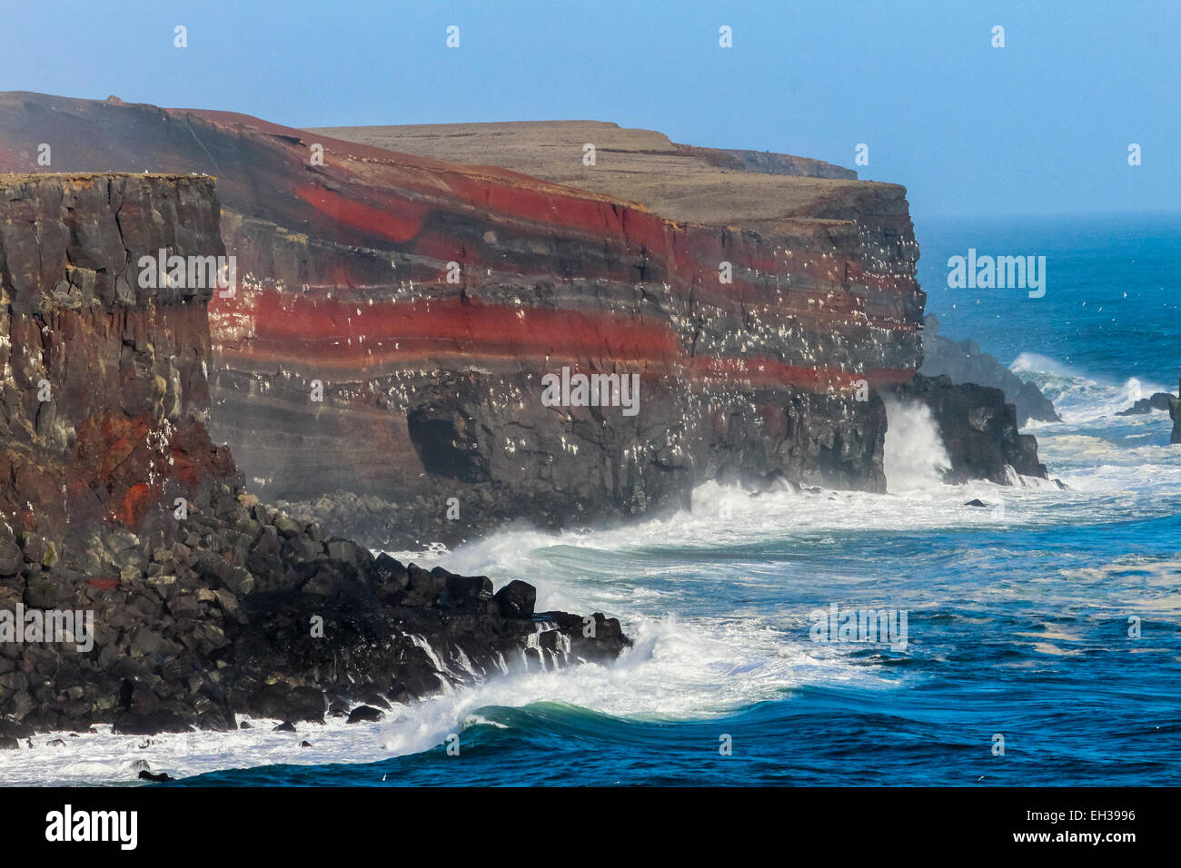 Le scogliere degli uccelli in krysuvik Foto Stock