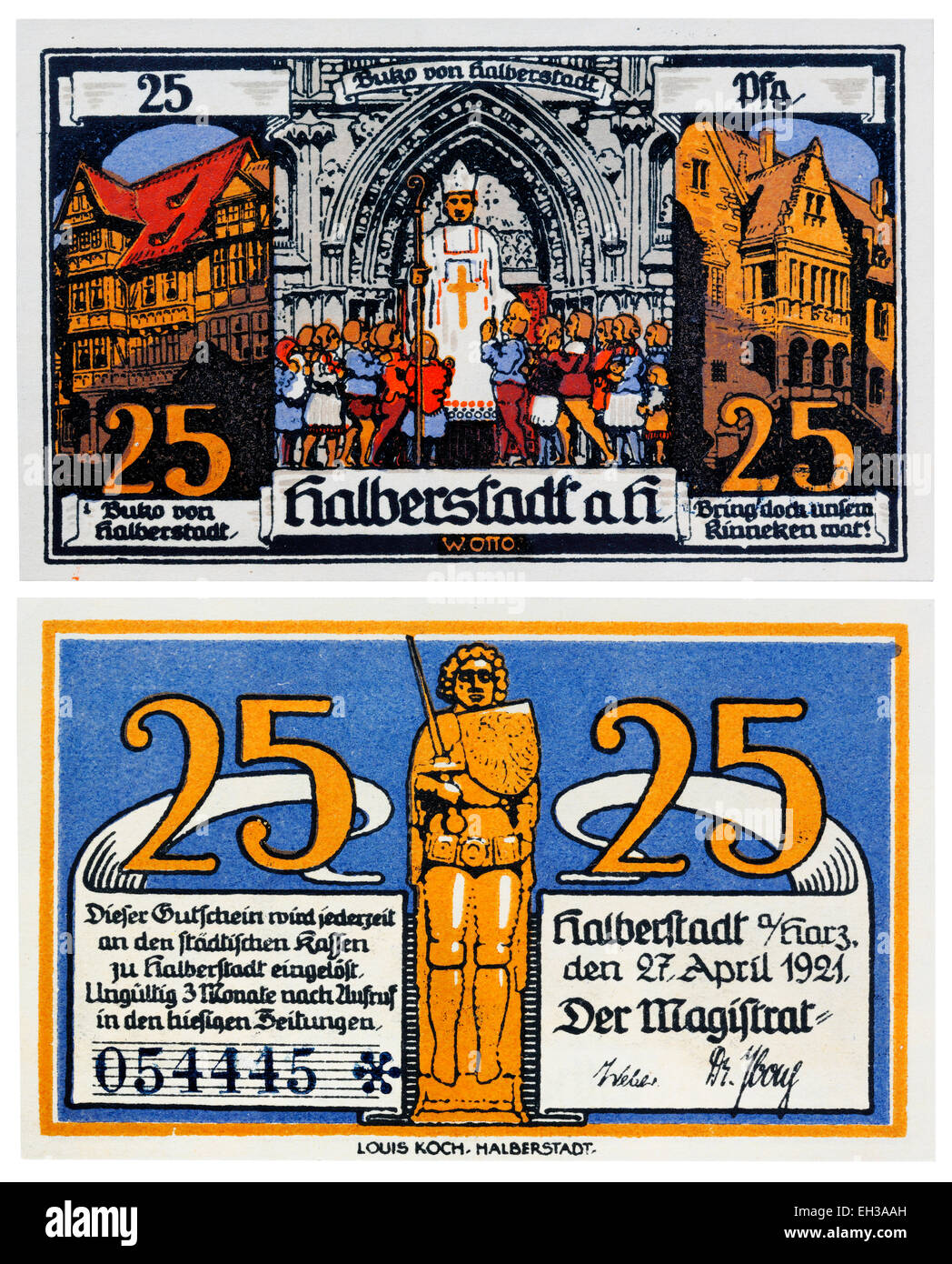 50 pfennig, notgeld banconota, Halberstadt, Sassonia-Anhalt, Germania, 1921 Foto Stock