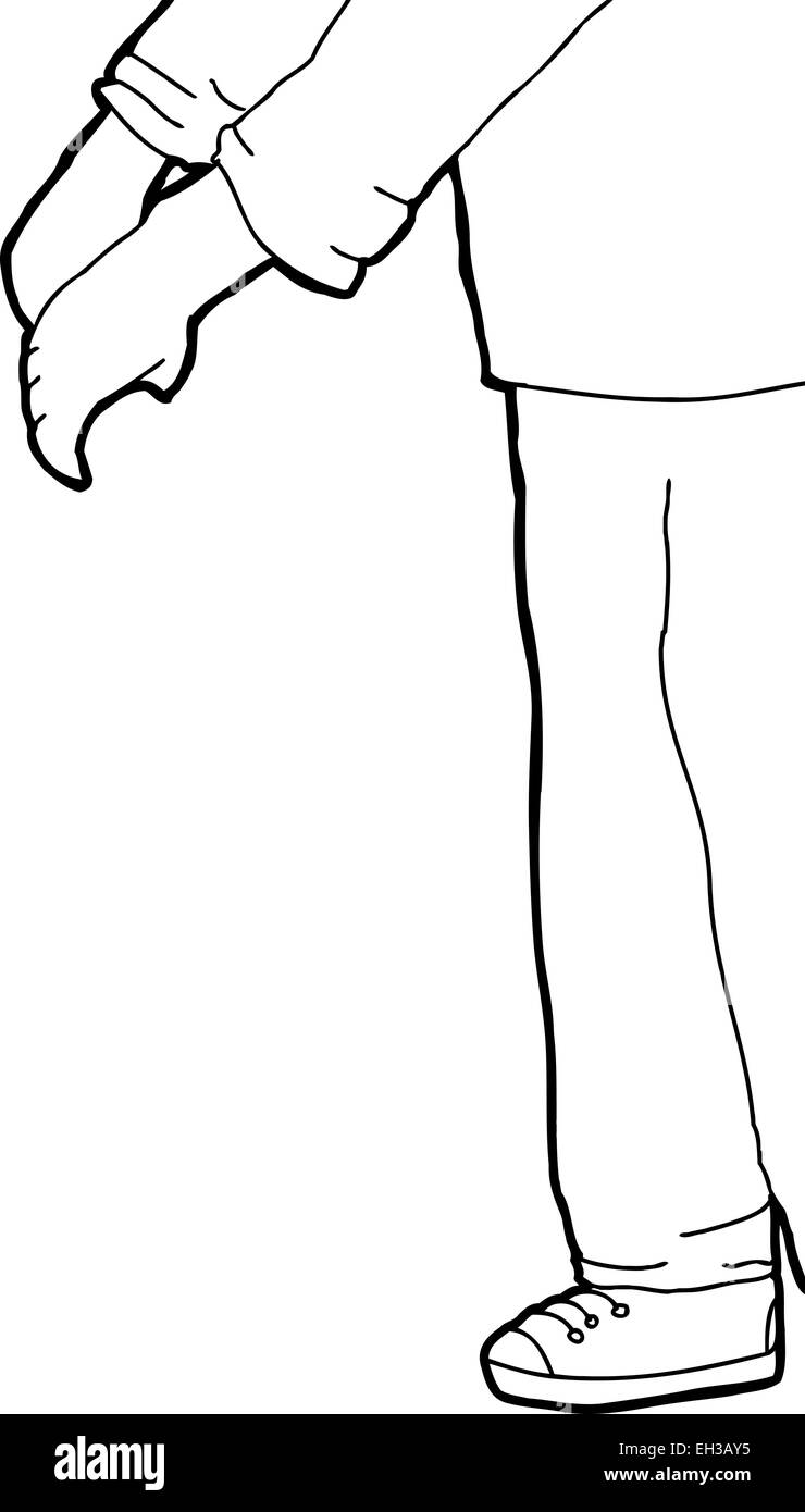 Cartoon isolato di persona tirando nulla su bianco Foto Stock