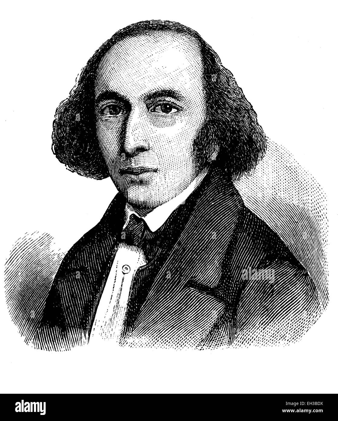 Disegno storico del XIX secolo, ritratto di Johann Jacoby, 1805 - 1877, un medico tedesco, pioniere dell'uguaglianza ebraica, Prussiani politico e democratico radicale Foto Stock