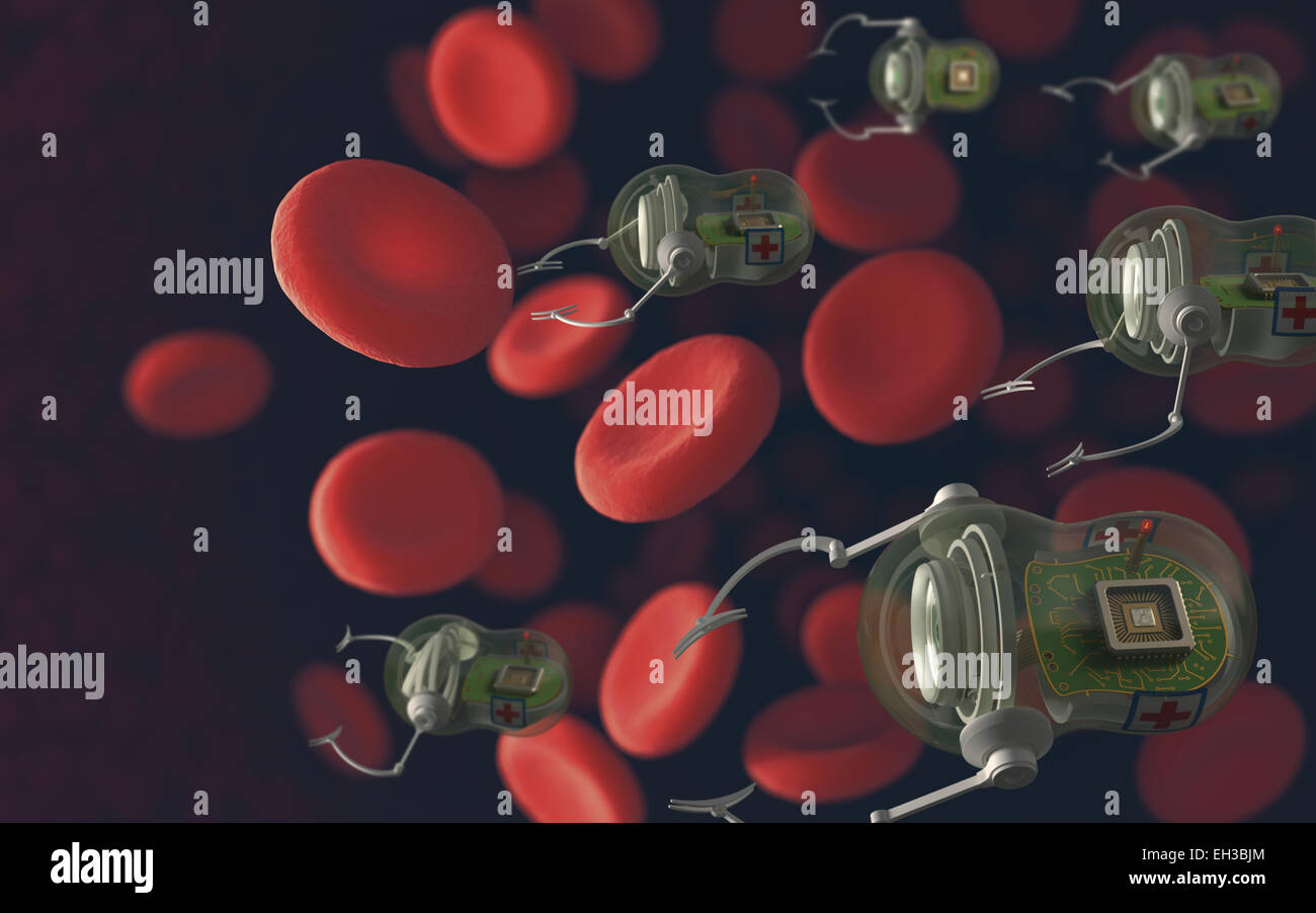 Emoglobine con nano robot per combattere i batteri e i virus. Foto Stock