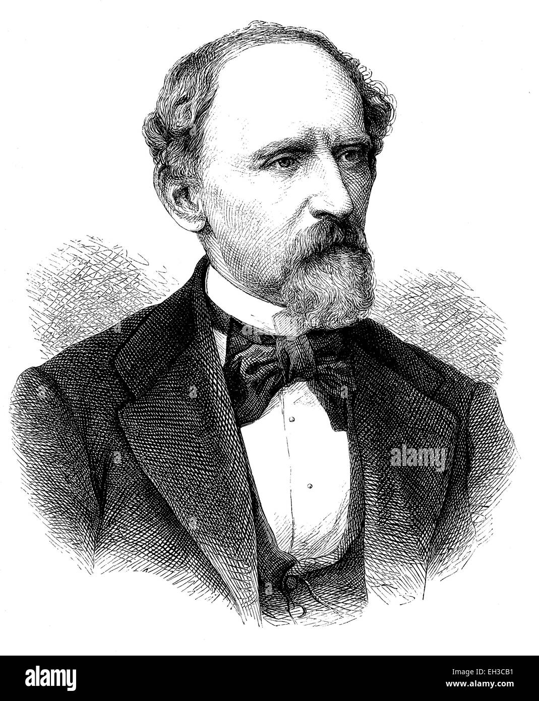 Adolph Lothar Bucher, un ufficiale prussiano, giornalista e politico, 1817 - 1892, storico xilografia, circa 1870 Foto Stock