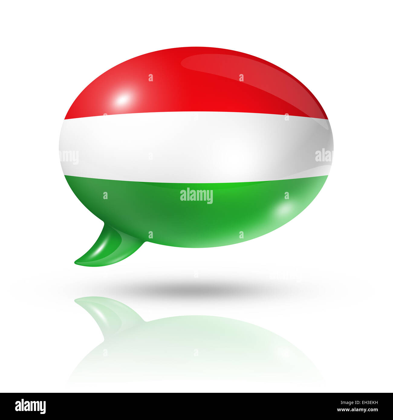 Tridimensionali di Ungheria bandiera in un discorso bolla isolato su bianco con tracciato di ritaglio Foto Stock