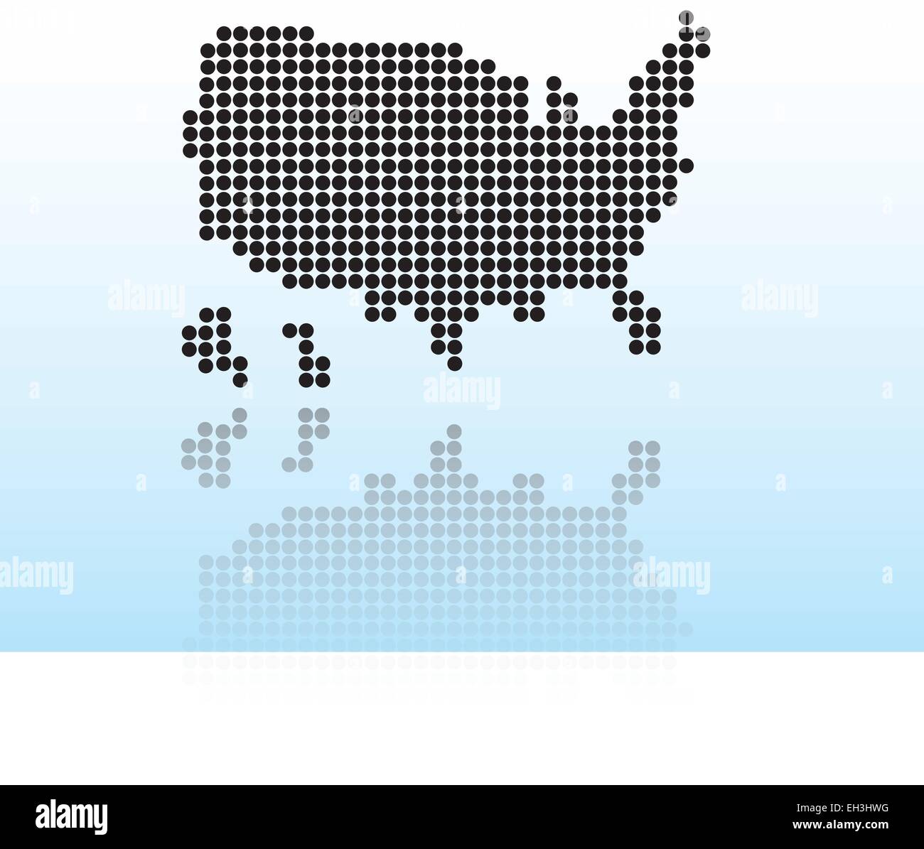 Abstract Usa mappa fatta da punti neri su uno sfondo blu. Illustrazione Vettoriale
