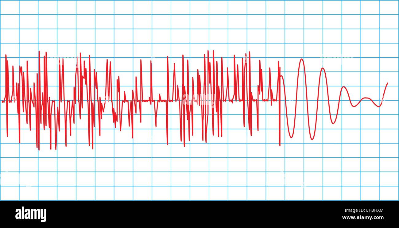 Terremoto il grafico rosso sulla carta. Illustrazione Vettoriale