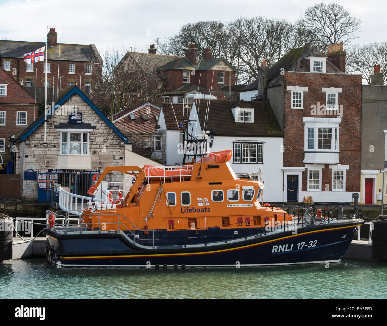 Il Royal National Life Boat ormeggiato a Weymouth Foto Stock