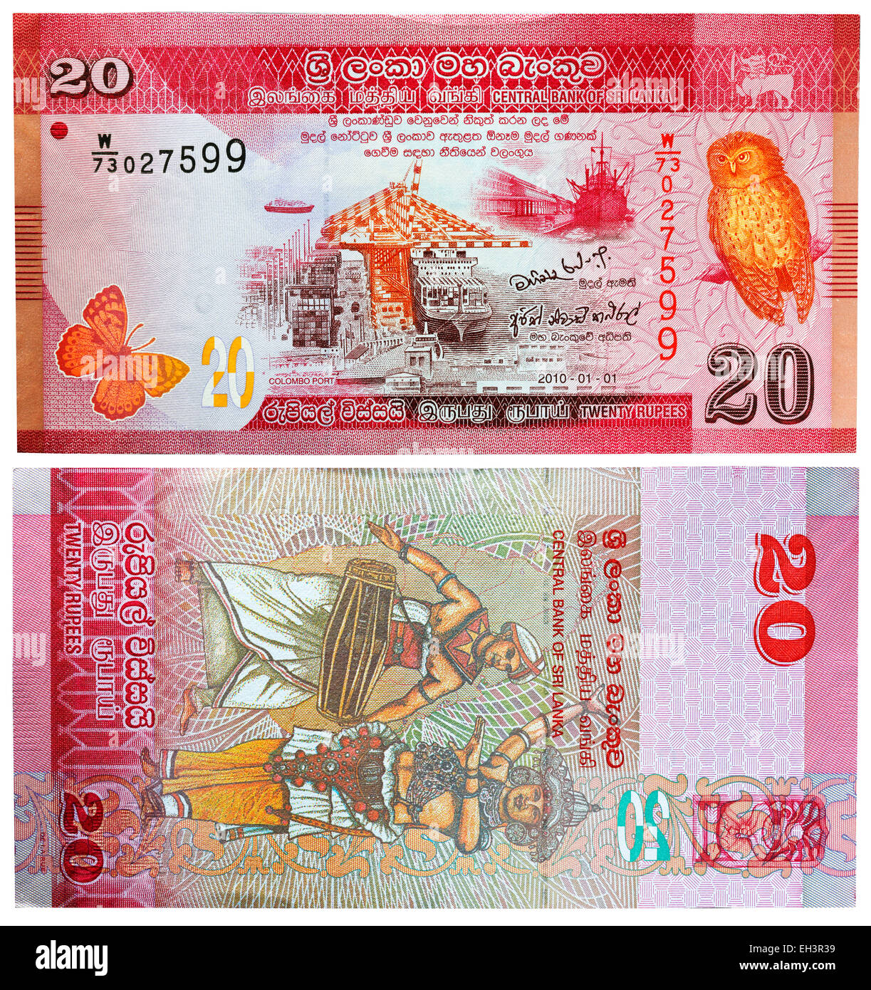 20 rupie banconota, Sri Lanka, 2010 Foto Stock