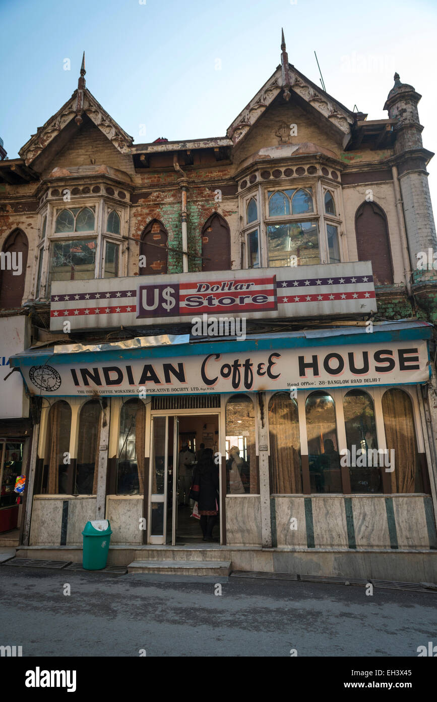 La Indian Coffee House on The Mall, Shimla, Himachal Pradesh, India Foto Stock