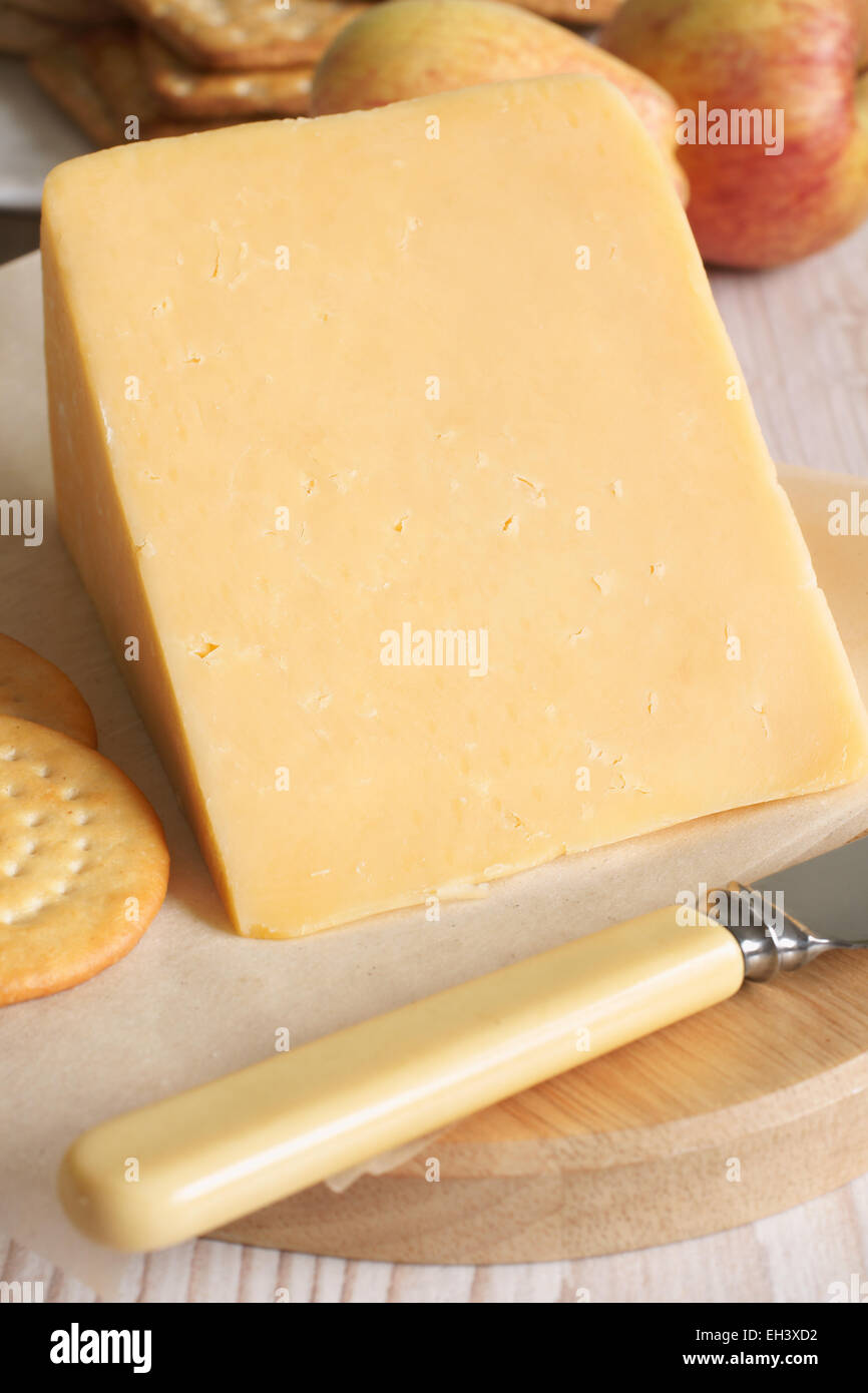 Double Gloucester una cremosa tradizionale semidura FORMAGGI INGLESI Foto Stock