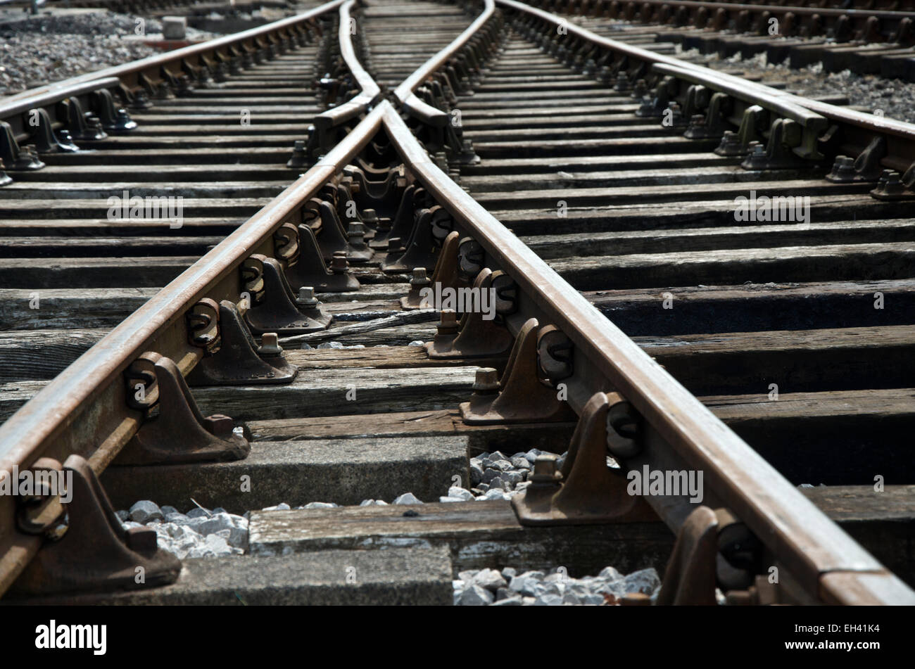 I binari ferroviari e punti Foto Stock