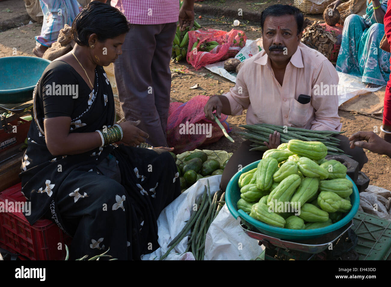 Mercato ortofrutticolo in India Foto Stock