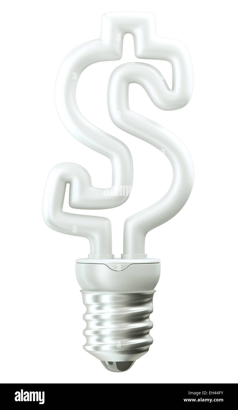 Profitto: dollaro ccurrency simbolo della lampadina luce isolate su sfondo bianco Foto Stock
