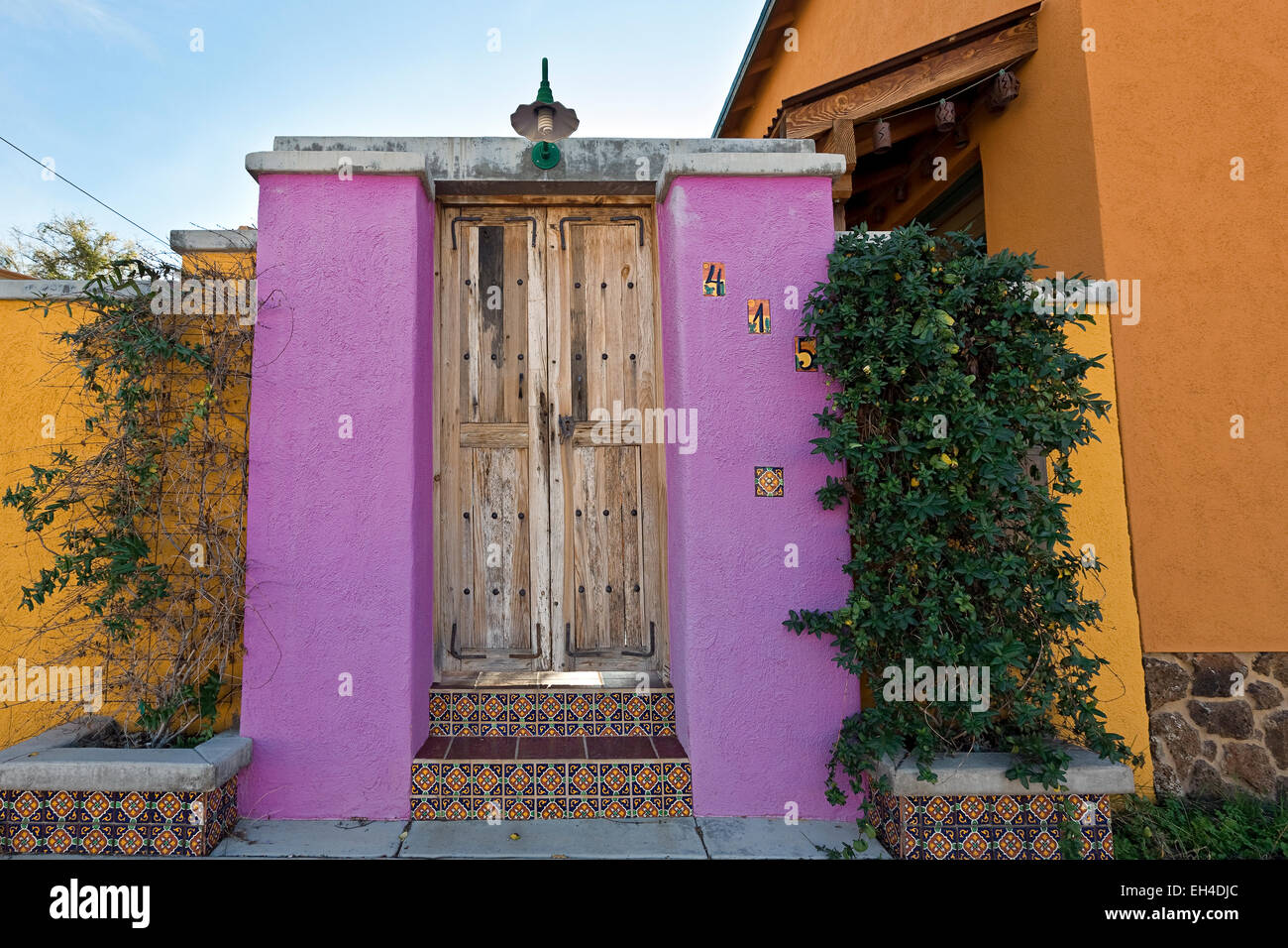 Coloratissima casa storica, il centro cittadino di Tucson, Arizona Foto Stock