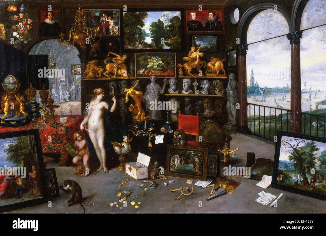 Jan Brueghel il Giovane Allegoria della vista (Venere e Amore in una galleria di immagini) Foto Stock