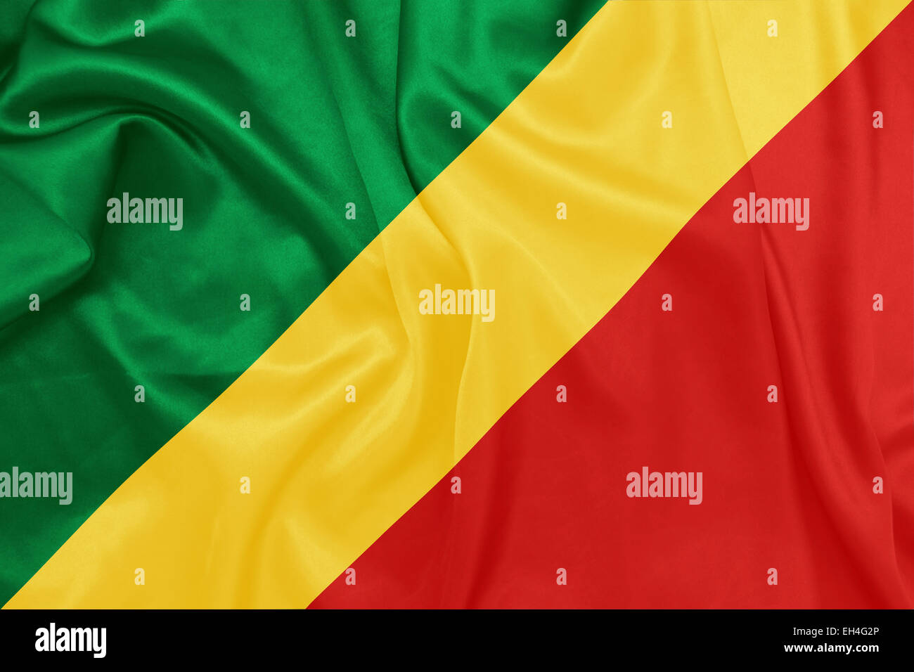 Repubblica del Congo - sventola bandiera nazionale sulla tessitura della seta Foto Stock