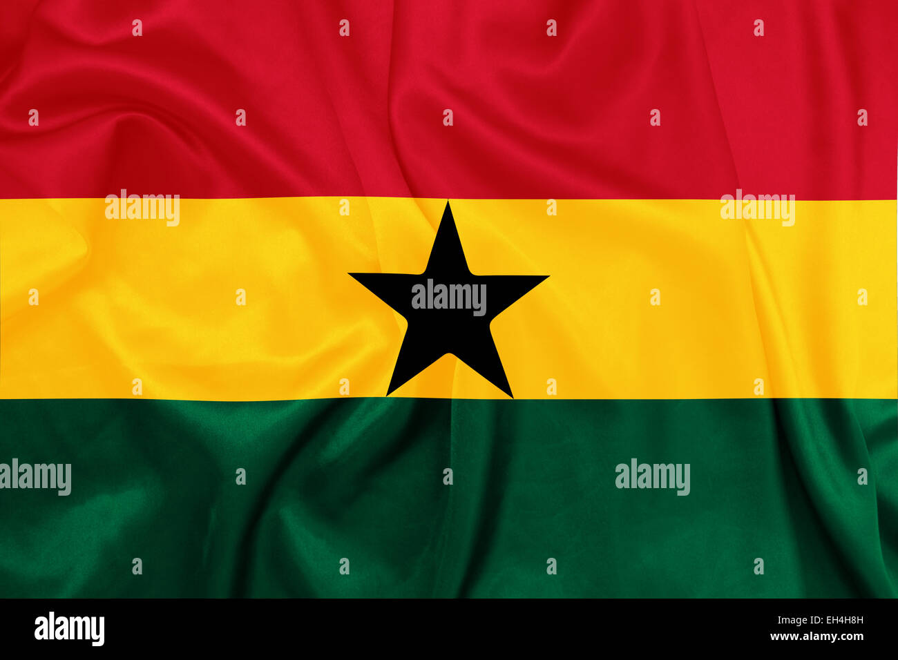Ghana - sventola bandiera nazionale sulla tessitura della seta Foto Stock