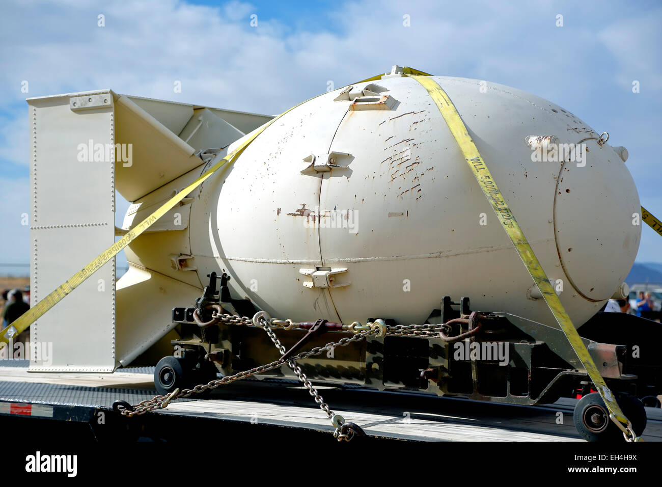 Replica di "Fat Man' bomba atomica, Trinità Sito, Nuovo Messico USA Foto Stock