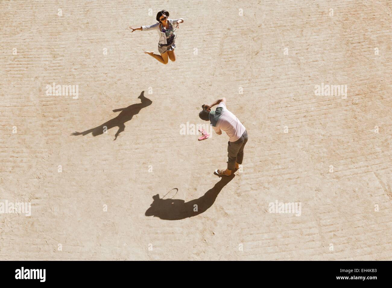 Spagna, Andalusia, Malaga, Ronda, i turisti giapponesi nella corrida a Ronda Foto Stock