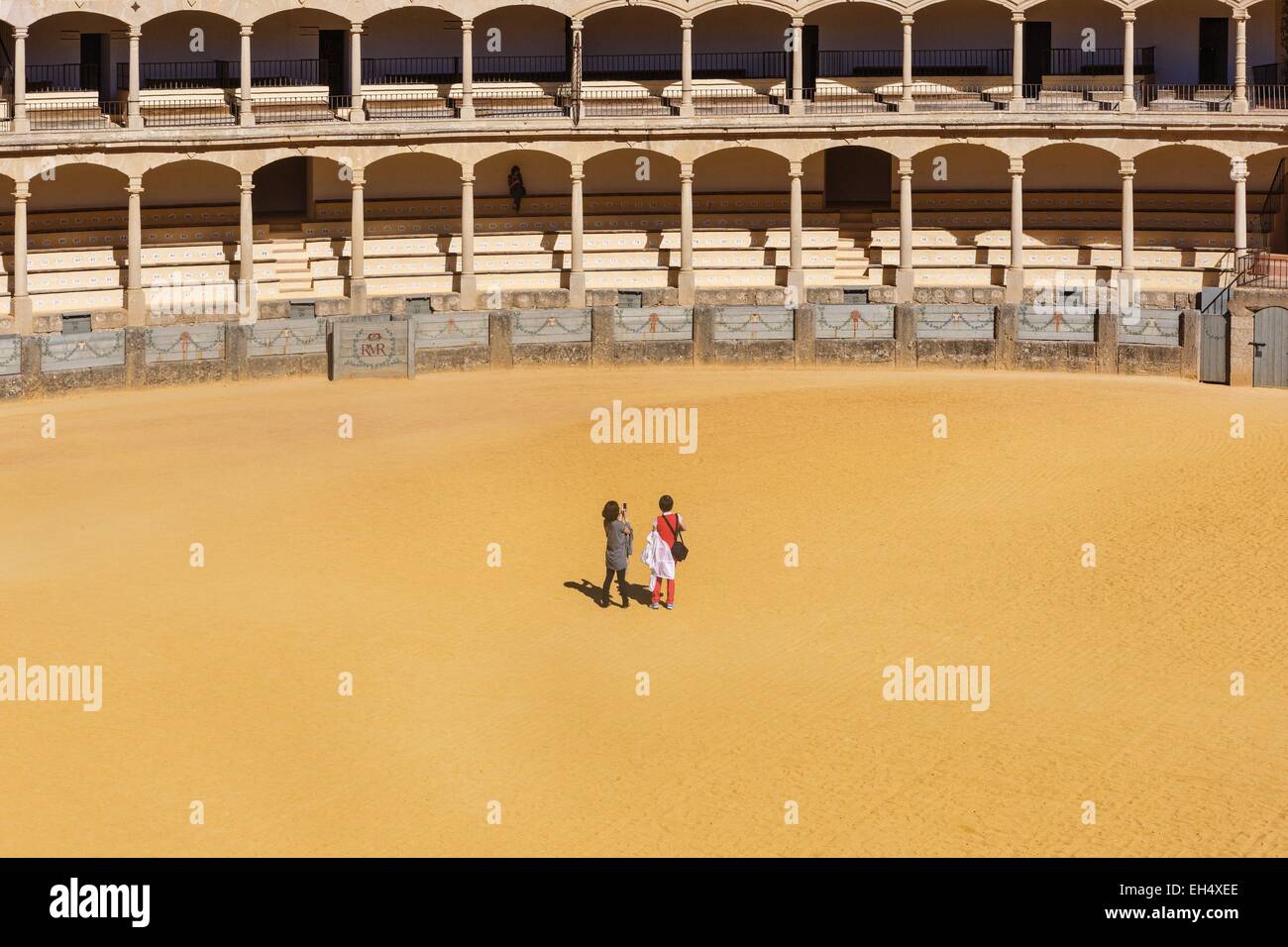 Spagna, Andalusia, Malaga, Ronda, vista interna di Ronda bullring Foto Stock