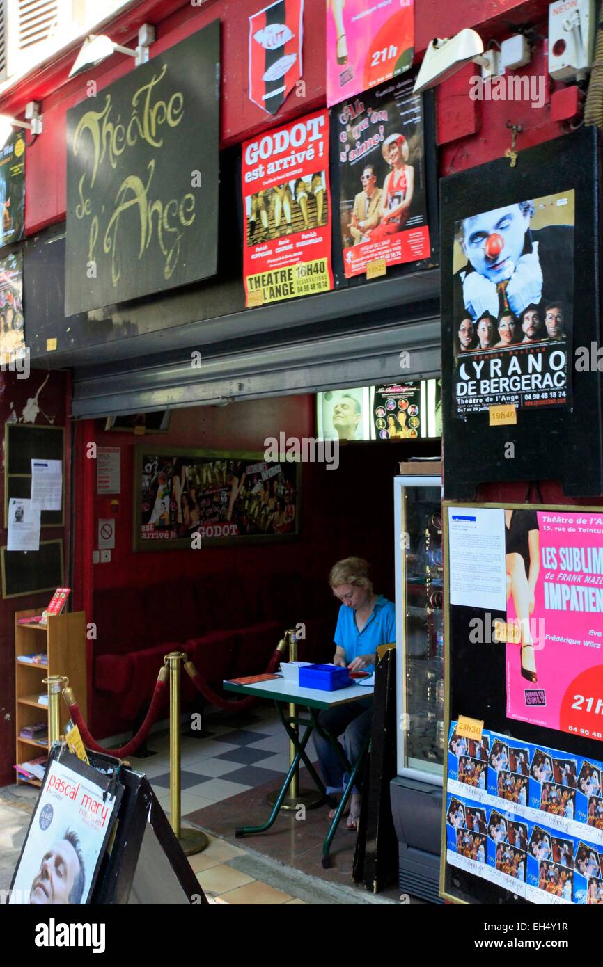 Francia, Vaucluse, Avignone centro storico sono classificati come patrimonio mondiale dall'UNESCO, il Festival Theatre, il teatro effimero Foto Stock