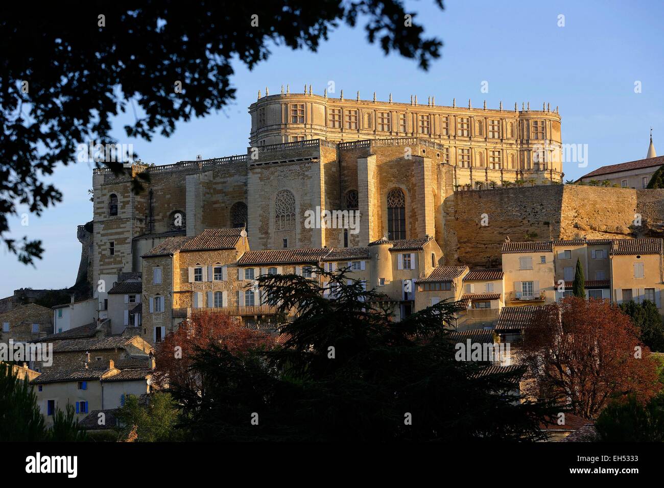 Francia, Drome, Grignan, il castello di Adhemar de Monteil o Grignan castello del XII secolo, era la residenza di Francois Adhemar de Monteil nel XVII secolo Foto Stock