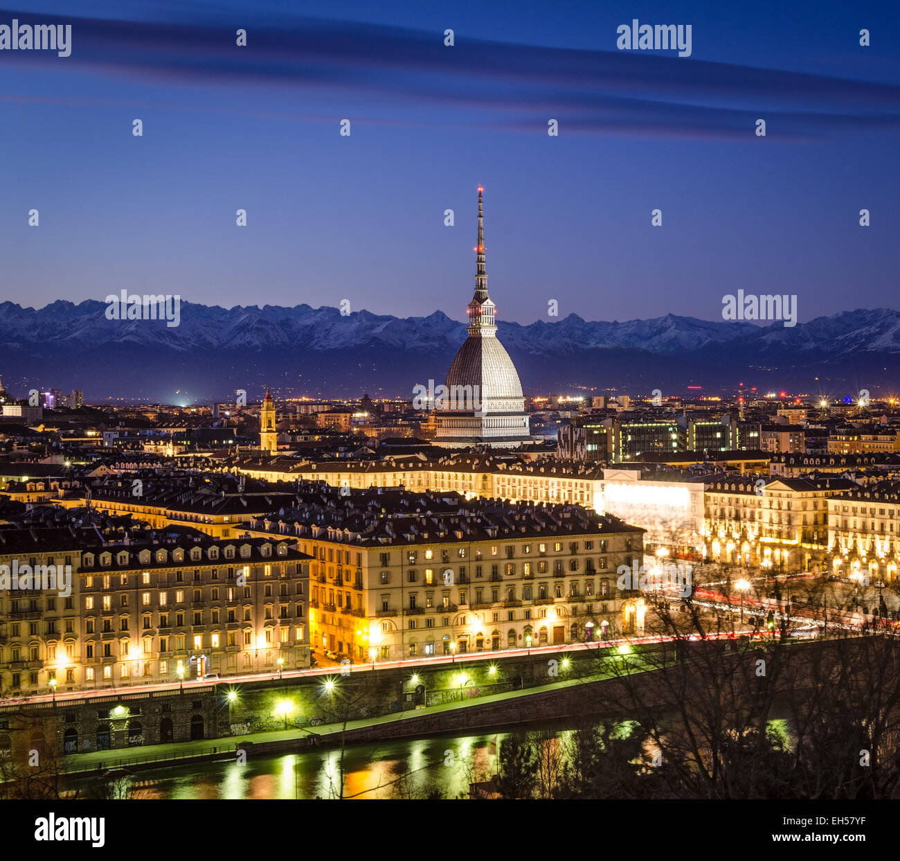 Torino, panorama con Mole Antonelliana Foto Stock
