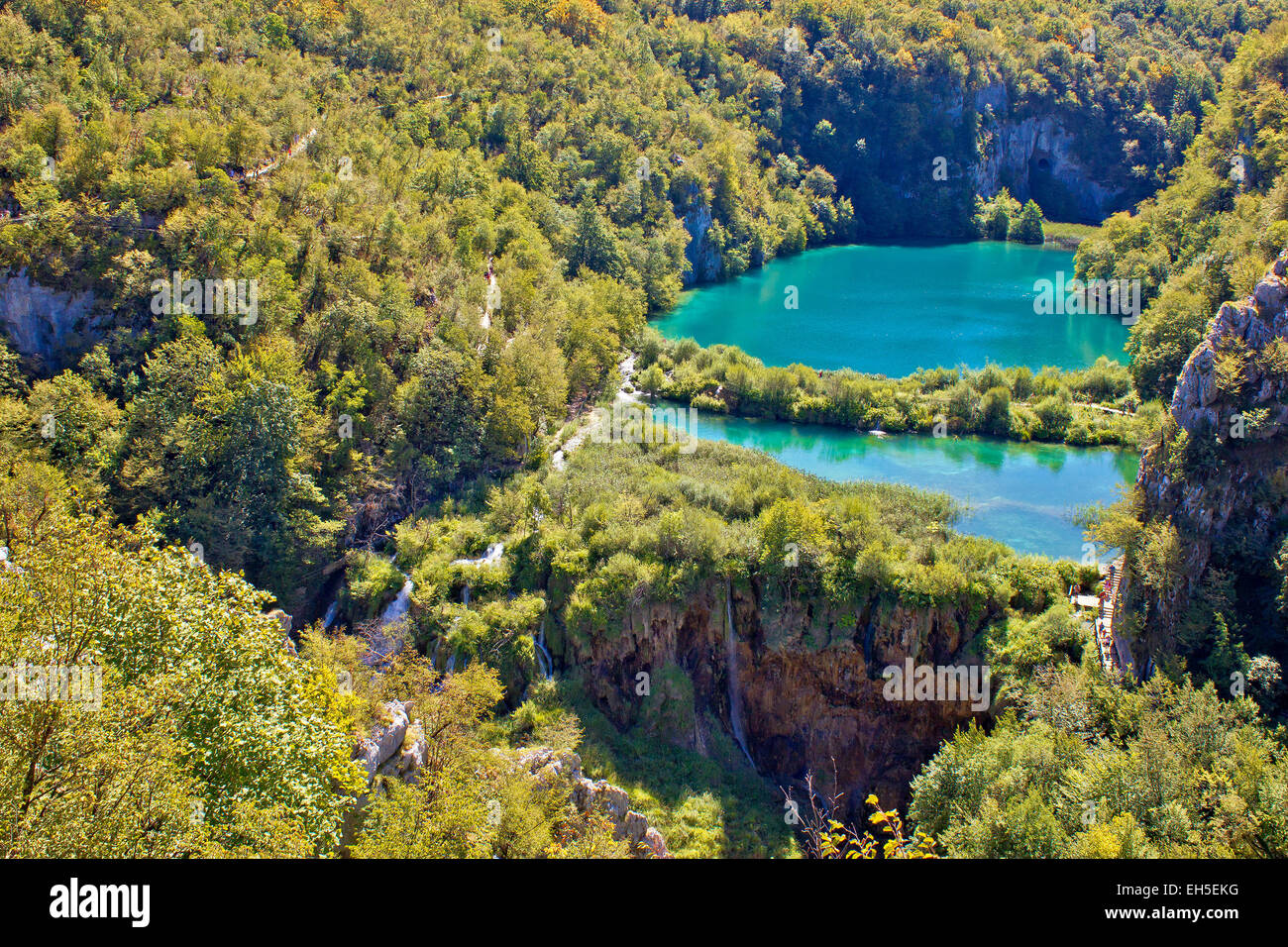 Il parco nazionale dei laghi di Plitvice canyon in Croazia Foto Stock
