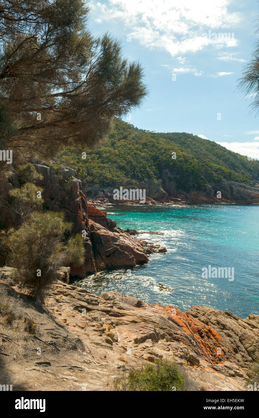 Assonnato Bay, il Freycinet NP, Tasmania, Australia Foto Stock