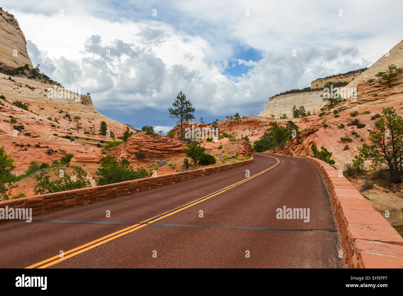 Strada panoramica attraverso il parco nazionale di Zion.Utah Foto Stock