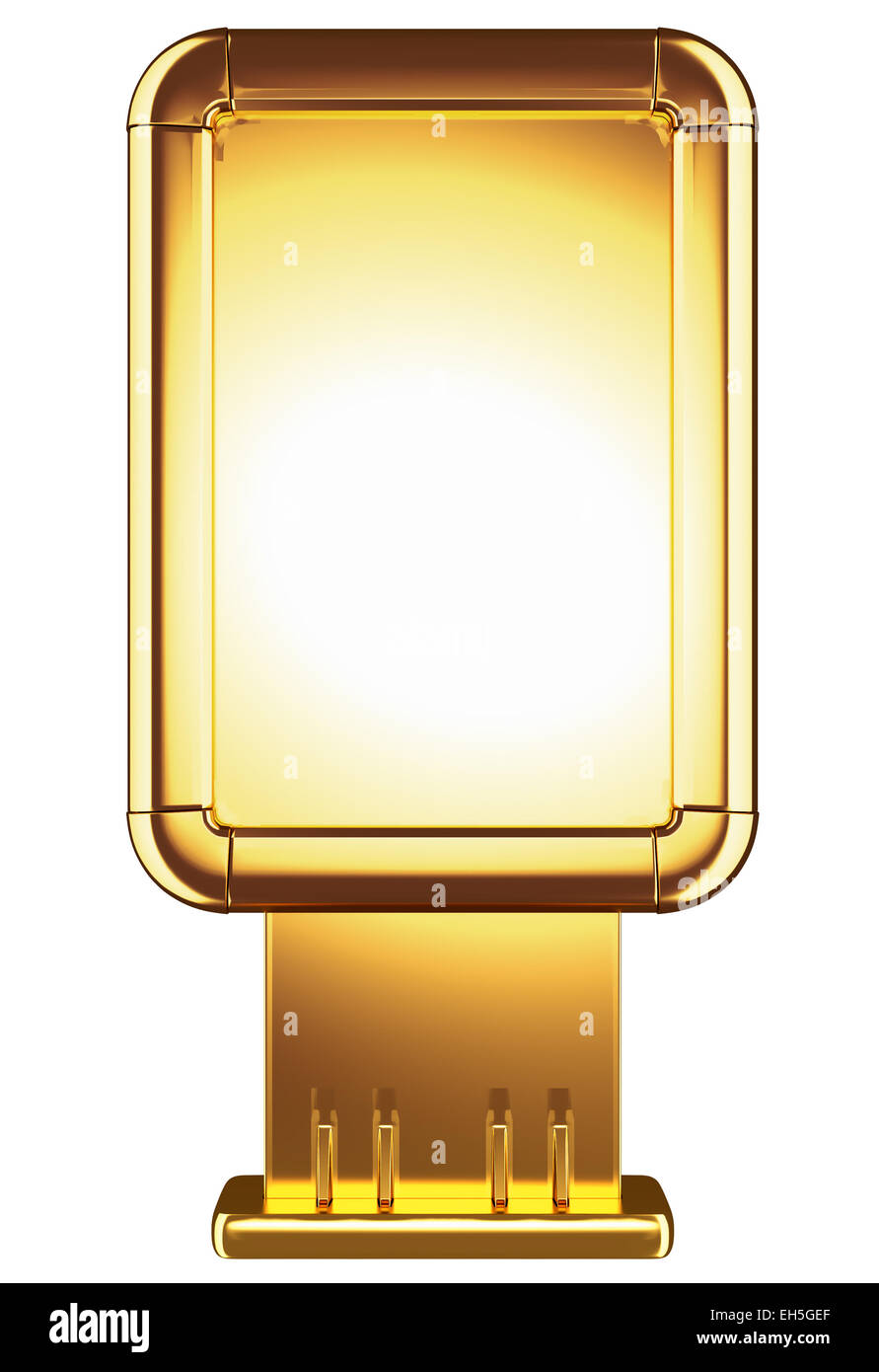 Golden Cartelloni Citylight o isolato su bianco. Vista frontale Foto Stock