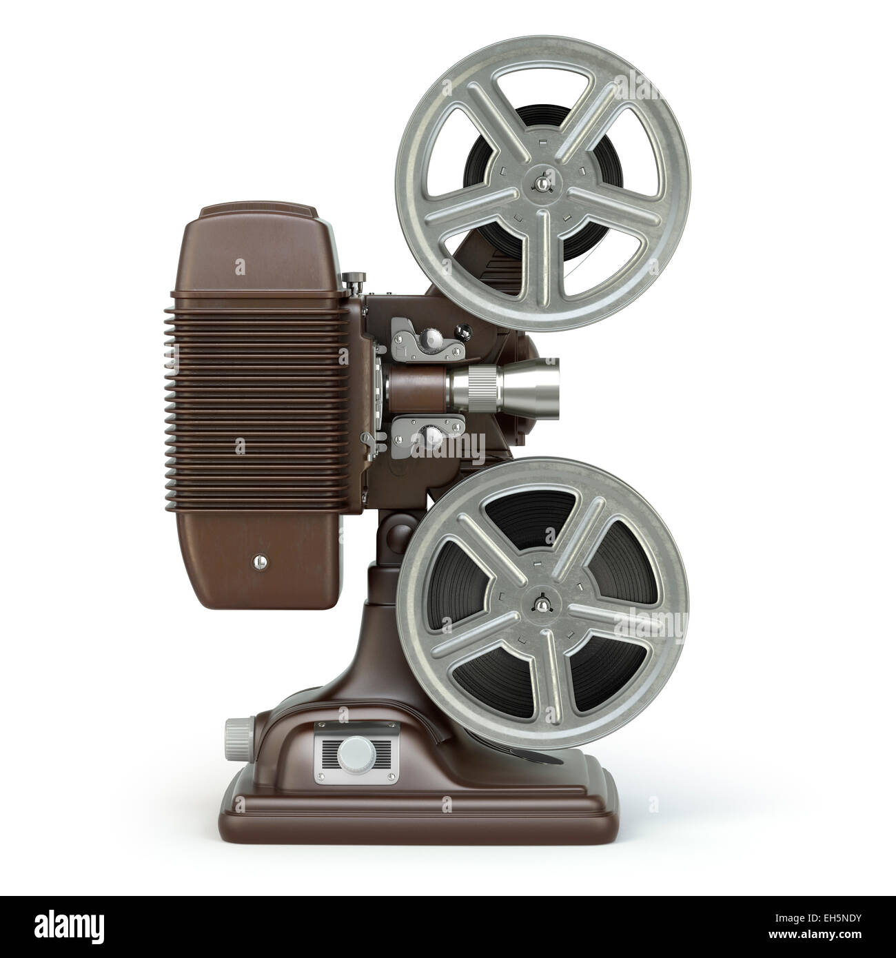Vintage film proiettore isolato su bianco. 3d Foto Stock
