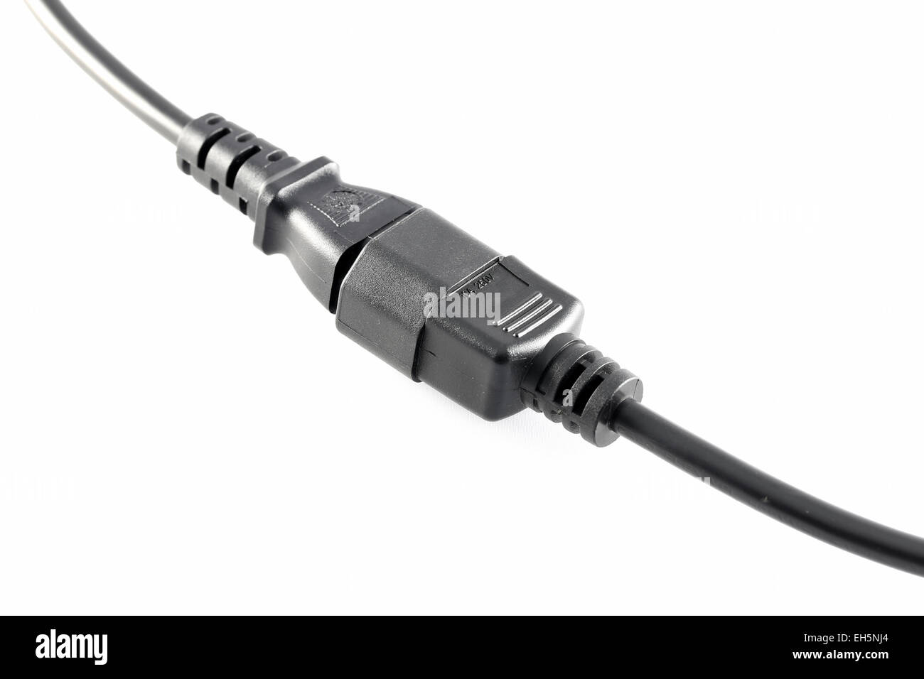 Black Power Socket cavo isolato su sfondo bianco. Foto Stock