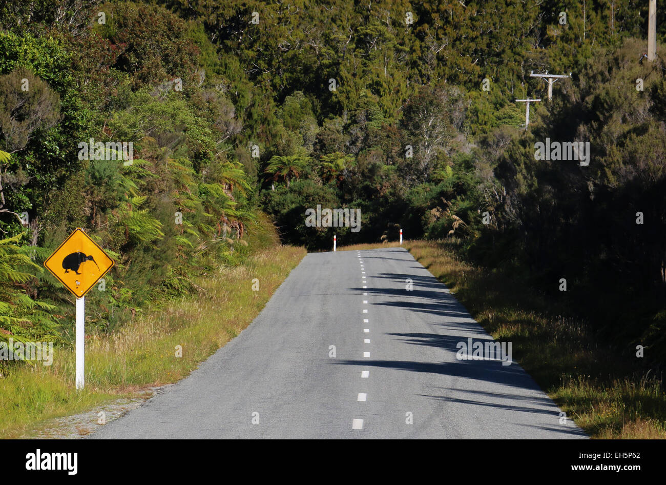 Kiwi attraversando cartello stradale Nuova Zelanda Foto Stock