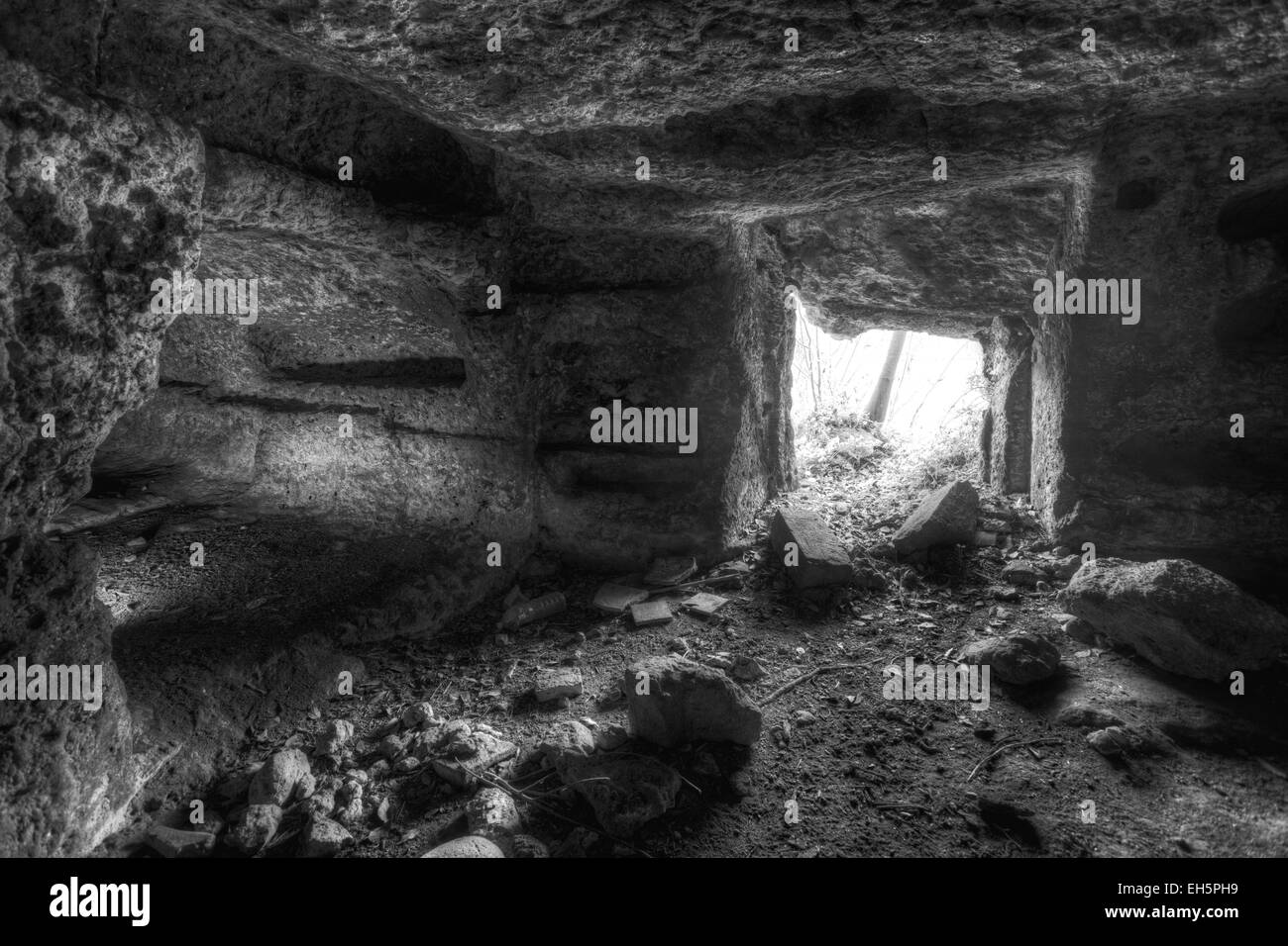 Mulinello catacomba, antico cimitero sotterraneo della tarda antichità, bizantina in Sicilia Foto Stock