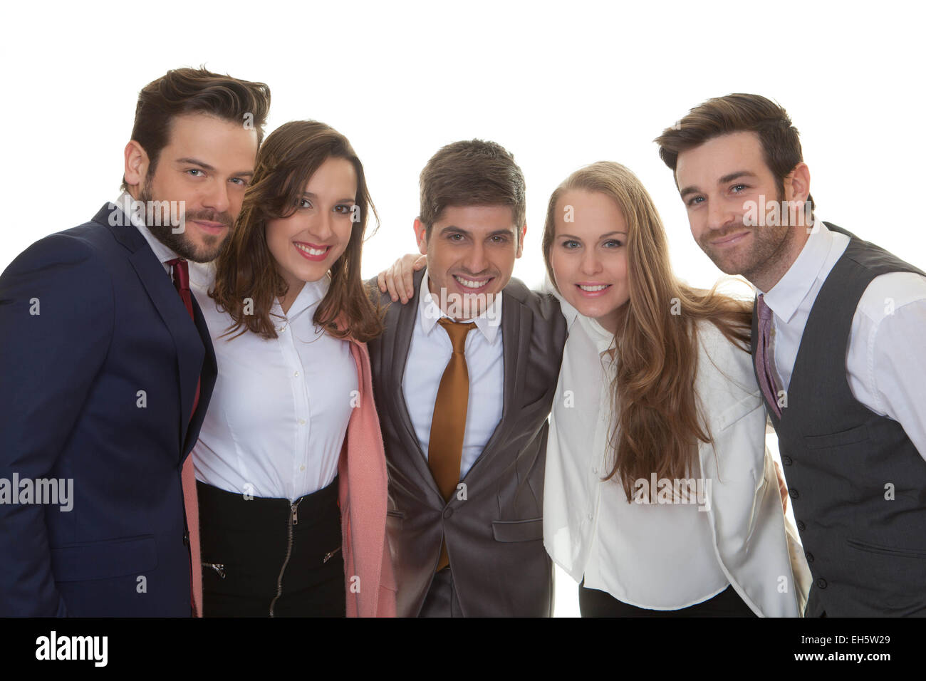 Gruppo di smart felice giovane team aziendale Foto Stock