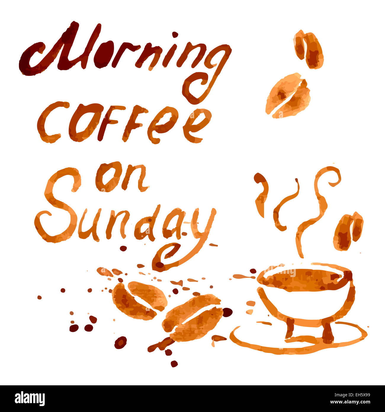 Frase manoscritta caffè del mattino di domenica Foto Stock