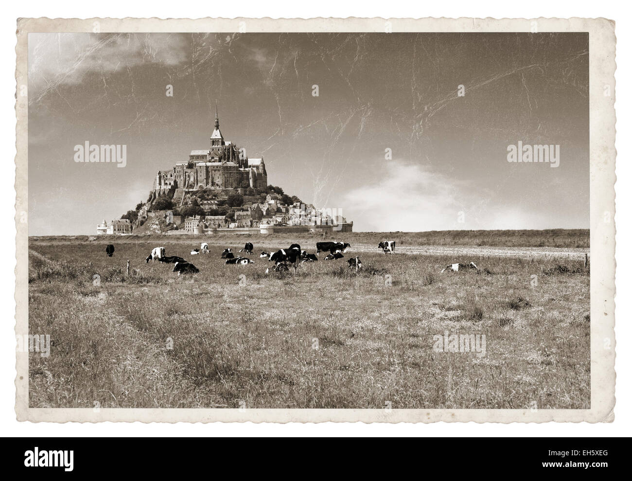 Le Mont Saint Michel Abbey, la Normandia e la Bretagna, Francia foto Vintage Foto Stock