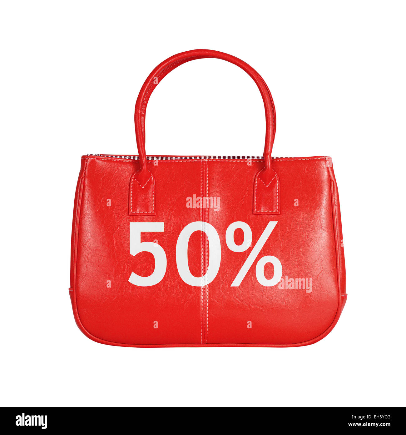 Il cinquanta per cento la vendita in borsa. Elemento di design isolato su sfondo bianco con tracciato di ritaglio Foto Stock