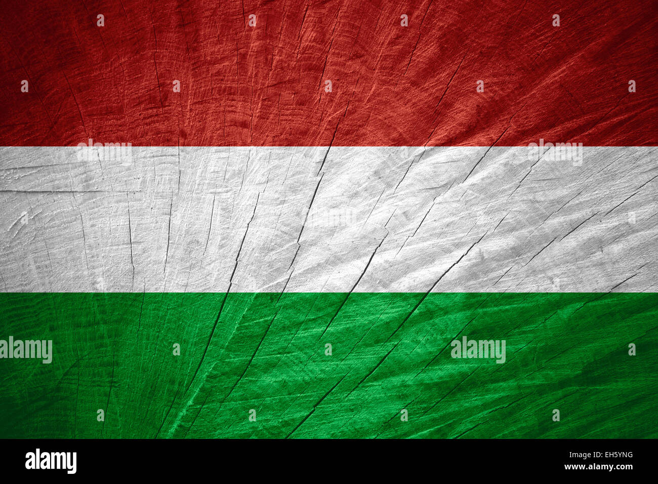 Ungheria bandiera o ungherese banner sulla texture in legno Foto Stock