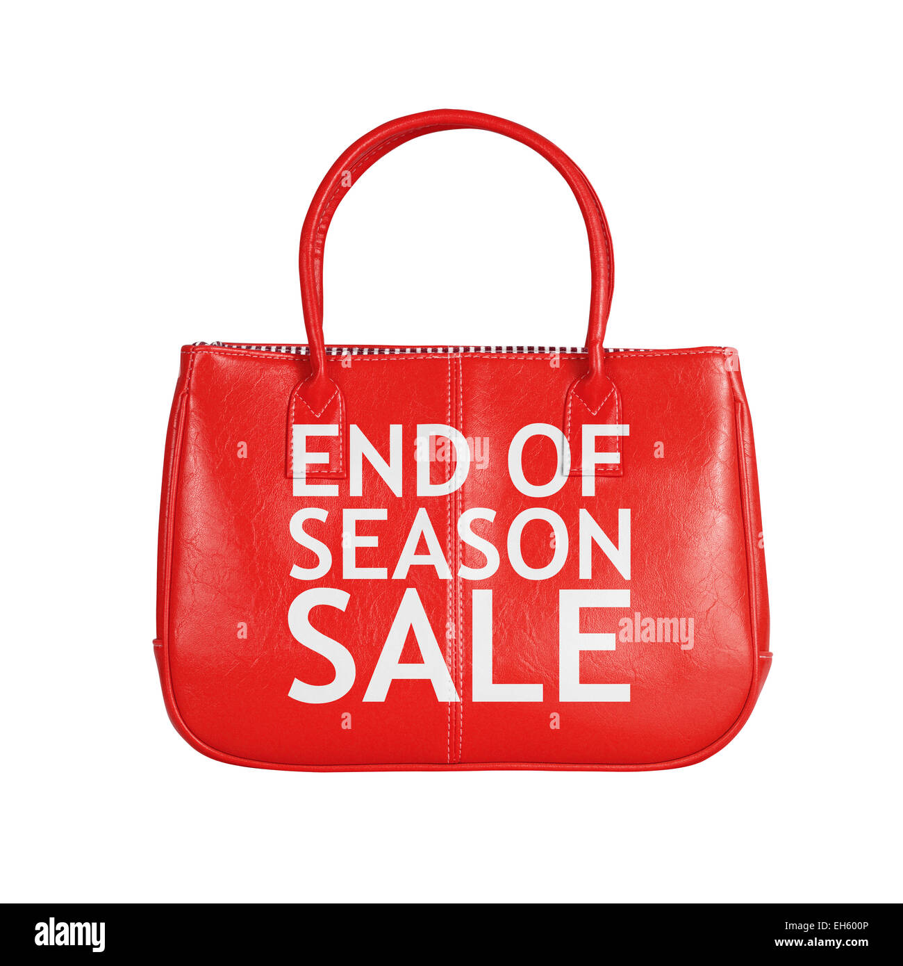 Fine della stagione di vendita in borsa. Elemento di design isolato su sfondo bianco con tracciato di ritaglio Foto Stock