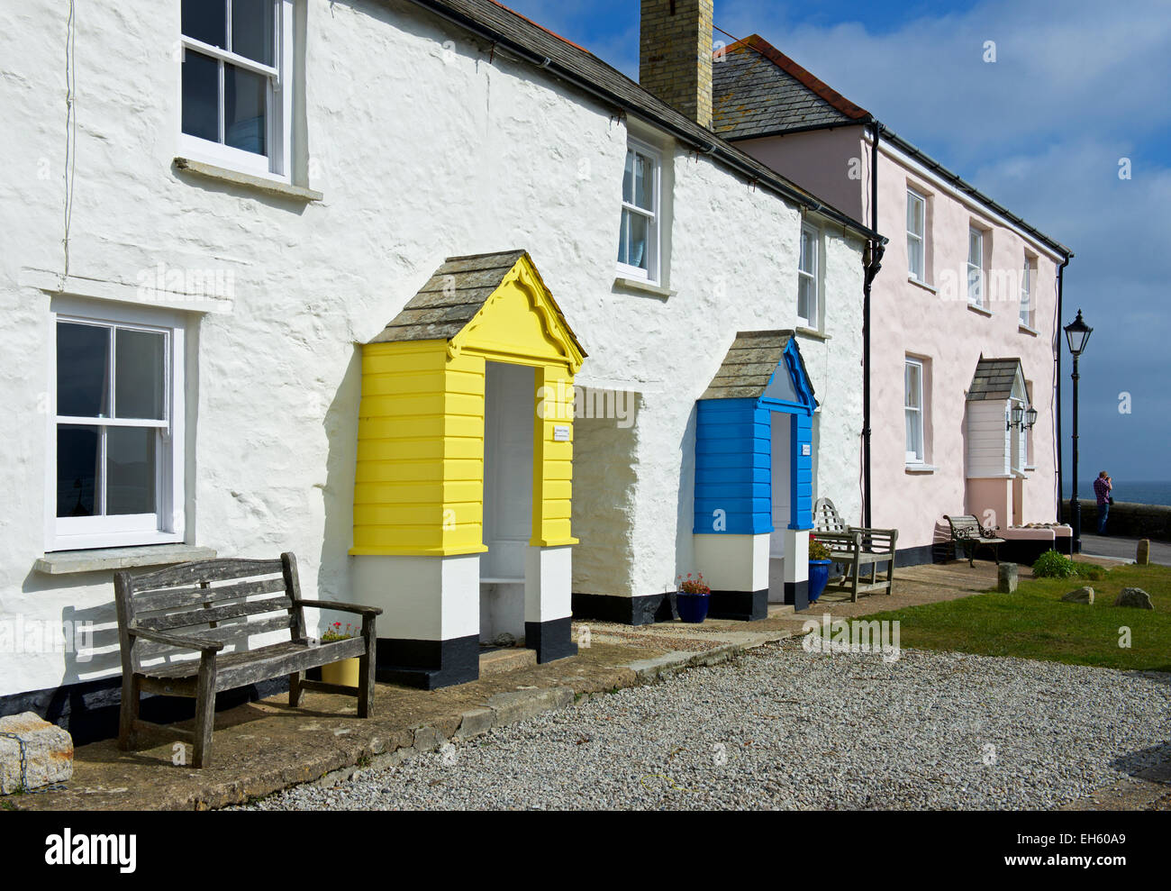 Cottages in Charlestown, Cornwall, England Regno Unito Foto Stock