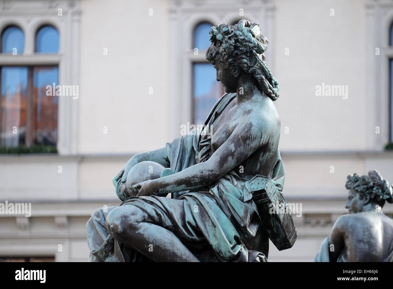 Arciduca Giovanni Fontana, rappresentazione allegorica del fiume Enns, Hauptplatz square, Graz, Stiria, Austria Foto Stock