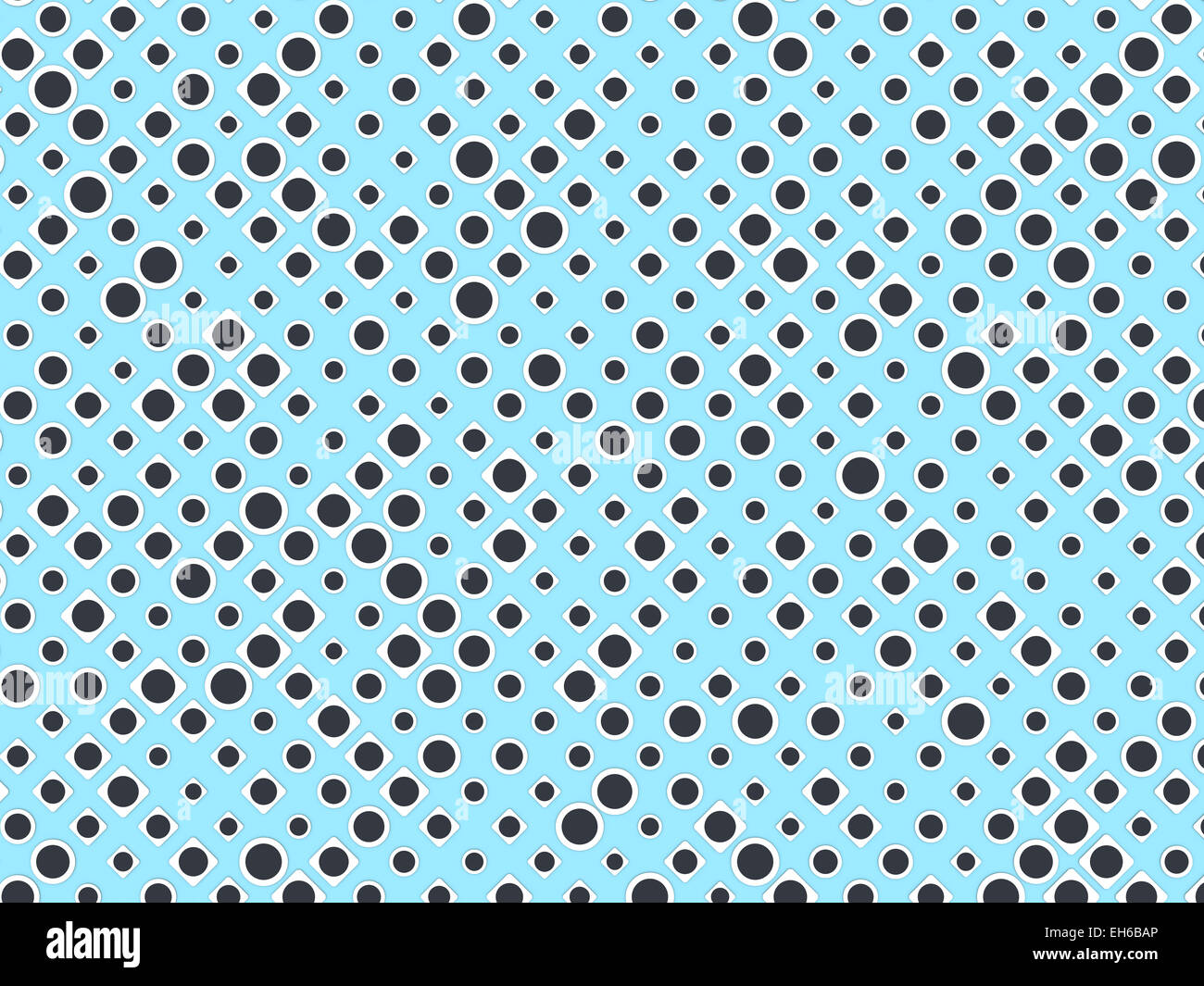 Polka Dot pattern con il nero cerchi e rettangoli bianchi su blu. Utile come sfondo Foto Stock