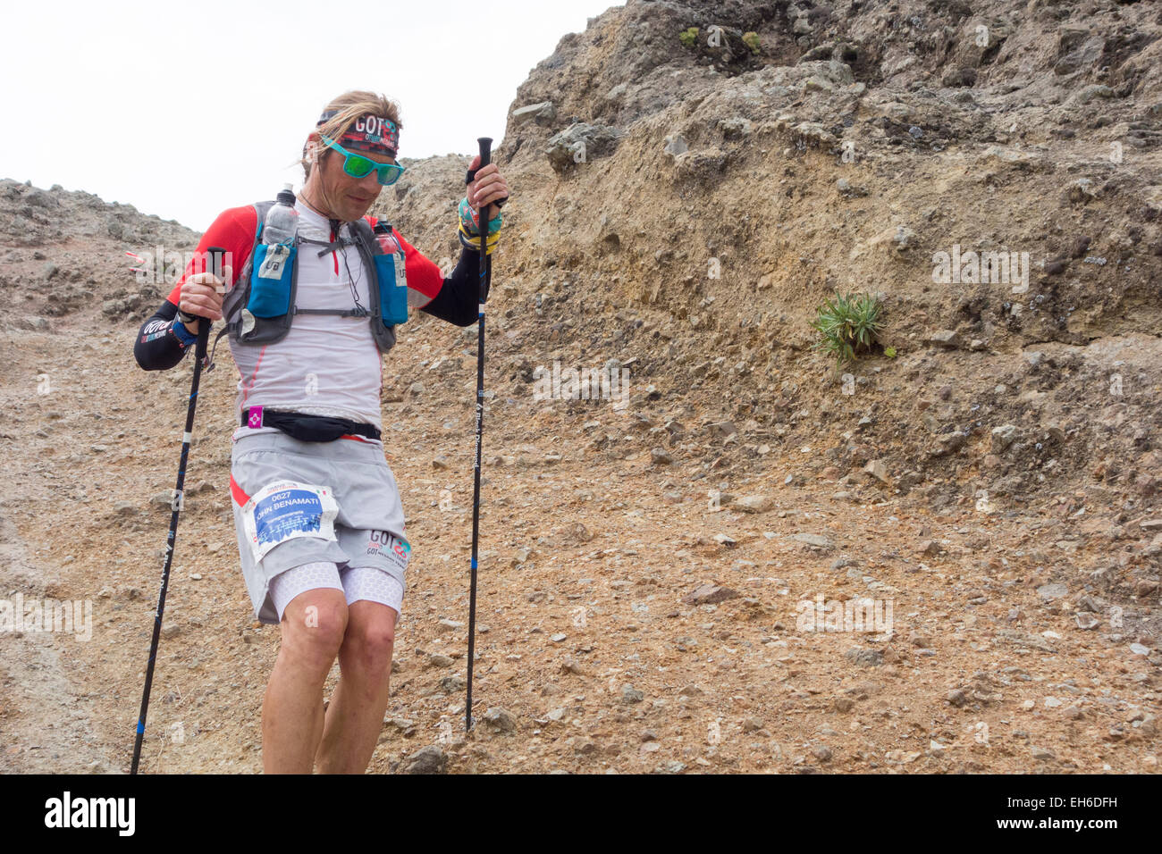 Concorrenti nel fitto 125km 2015 North Face Transgrancanaria ultra-trail gara. Isole Canarie Spagna Foto Stock