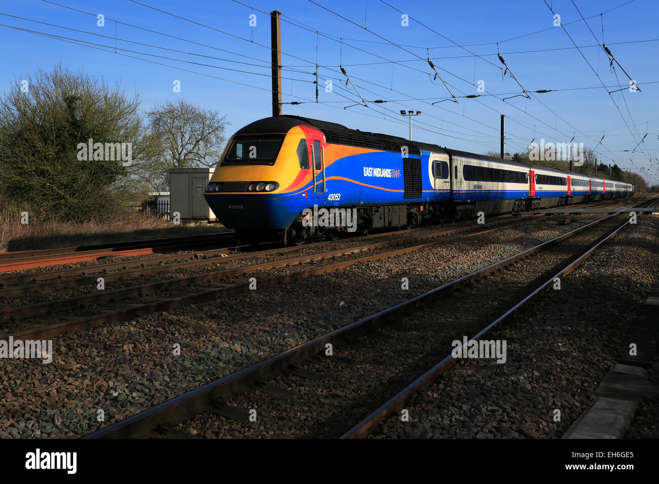 43052 East Midlands treni società operativa, 43 classe diesel ad alta velocità per treno, East Coast Main Line Railway, Peterborough, Foto Stock